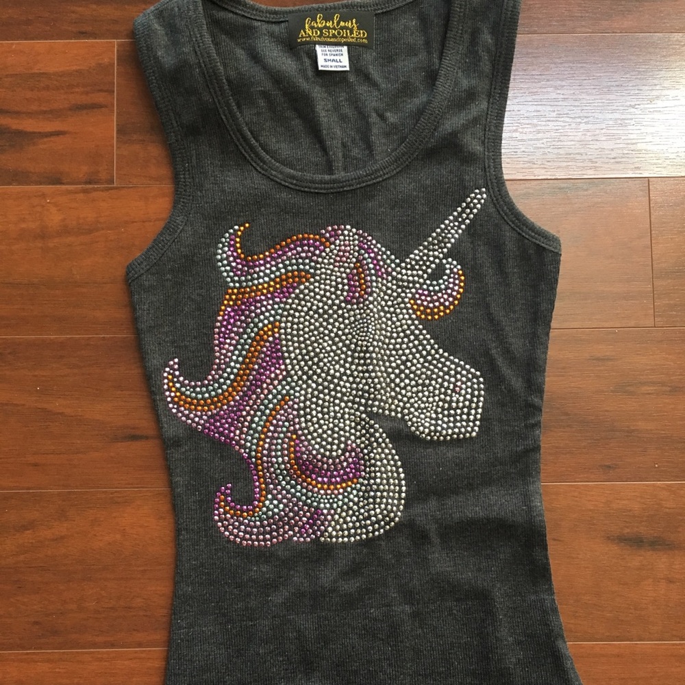 NWOT Unicorn Rhinestone Tank Top size small